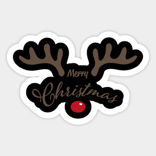 merry christmas rudolf red nose reindeer Sticker